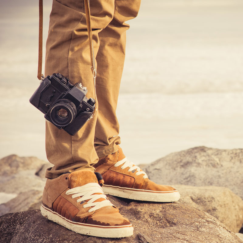 casual shoes & camera